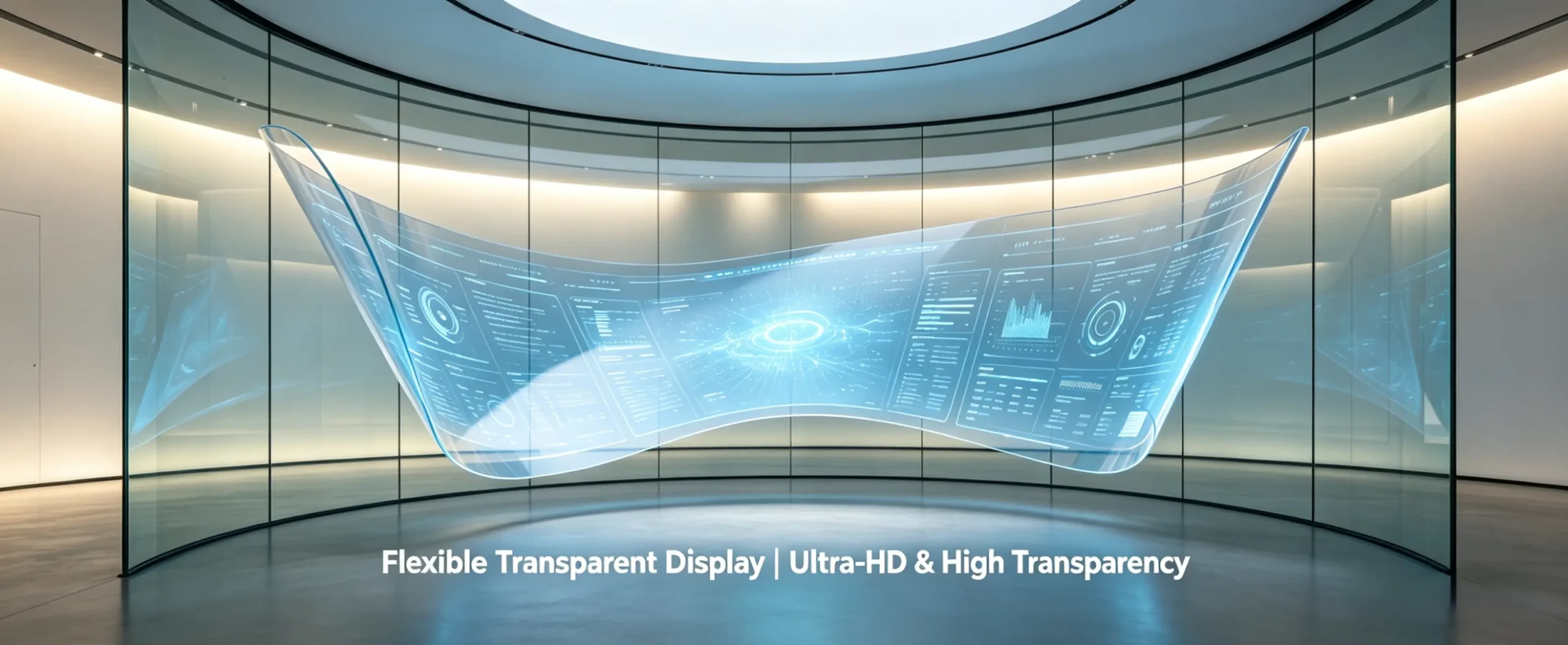 flexible transparent LED display curved glass