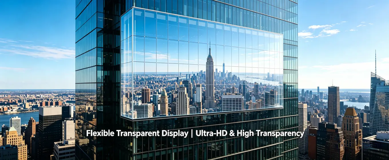 transparent LED facade display building